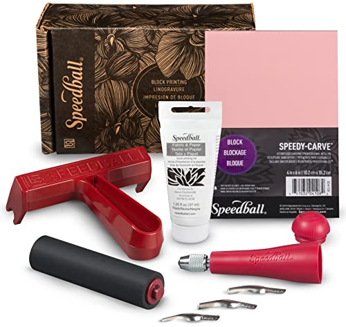 Speedball Starter Block Printing Fabric Kit, Includes All Tools to Get Started with Block Printing Lino Cutting, Super Kit, Makes A Great Gift