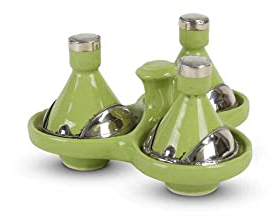 Tajine mini vert clair avec métal 3 pièces