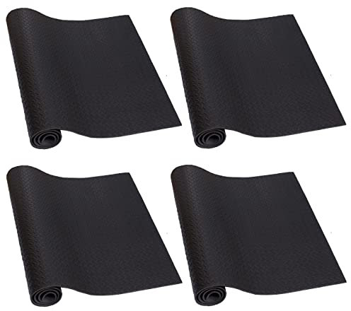 HD Fitness 4er-Set EVA Unterlegmatte für Fitnessgeräte rutschfest und schalldämmend mit Bändern | SCHWARZ 200 x 100 cm, Stärke 0.7 cm