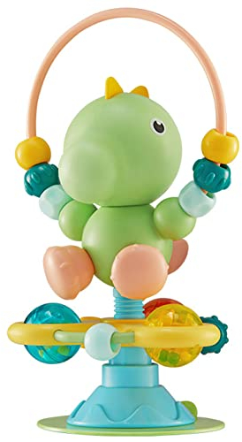 Pasdrucn Babyrassel Saugnapf-Hochstuhl-Spielzeug, Dinosaurier-Form-Baby-Rasseln Mit Saugnäpfen Und Verdrehen, Früh Lernendes Neugeborenen-Geschenk-Spielzeug Für 3 6 9 12 Monate Babys