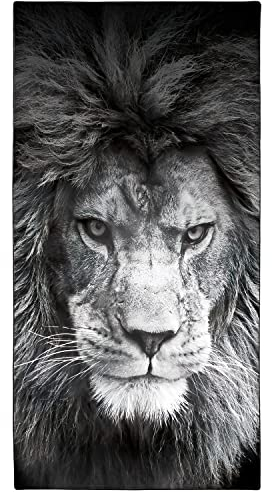 Zomer Strandtuch groß 90x180 cm Schnelltrocknendes Mikrofaser Bedrucktes mit Hipster Löwe Motiv