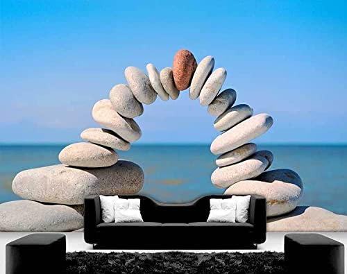 Murals Photo Wallpaper - Beach Stone Decoration - Self-Adhesive Wallpaper - 3D Bedroom Wall Sticker - 3D Wall Poster Picture Gift Decoration - For Living Room Office Bedroom Dining Room 400 x 280 cm