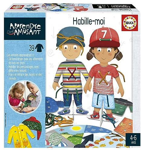 Educa - Learning is Fun Dress Me Up, Lernspiel für Kinder ab 4 Jahren. Sie Werden die üblichen Kleidungsstücke jeden Tag Lernen, indem sie die Figuren anziehen (19600)