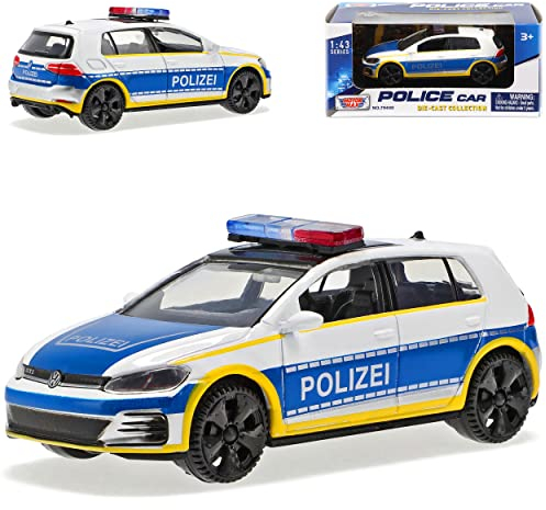 Motormax Volkwagen Golf 7 VII GTI 5 Türer Polizei Deutschland 2012-2021 1/43 Modell Auto mit individiuellem Wunschkennzeichen
