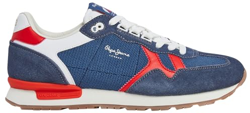Pepe Jeans Herren Brit Retro M Sneaker, Blau (Washed Navy Blue), 12