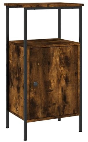 vidaXL Table de Chevet, Armoire de Nuit avec Pieds Réglables, Armoire de Lit avec Rangement, Table de Nuit Chambre, Industriel, Chêne Fumé Bois d'Ingénierie