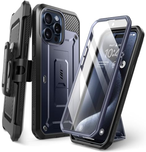 SUPCASE Unicorn Beetle Pro Case for iPhone 15 Pro Max 6.7, Built-in Screen Protector & Kickstand & Belt-Clip Heavy Duty Rugged Case (Mountain)