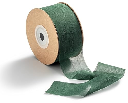 CHUQING Geschenkband Grün,38 mm Schleifenband Breit Dunkelgrün Chiffonband Dekoration Bänder Grünenes Geschenk Seidenband für Hochzeit Geburtstag Weihnachten Deko Geschenkverpackung