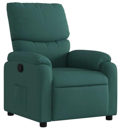 vidaXL Fauteuil Inclinable, Chaise de Relaxation avec Repose-Pieds, Siège avec Dossier et Accoudoirs Salle de Séjour, Moderne, Vert Foncé Tissu