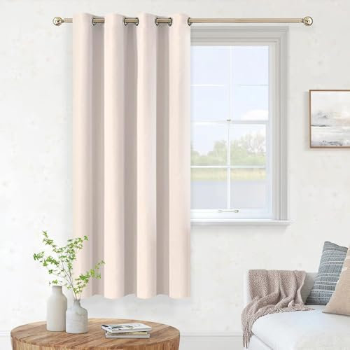 MRTREES Verdunkelungsvorhänge für Schlafzimmer, kurze Vorhänge mit Ösen für Wohnzimmer und Küchenfenster, 1 Bahn, Beige, 132 x 160 cm