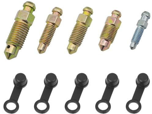 Hohlschraube Entlüftungsschraube mit Kappe für Motorrad Schraube für Entlüftungsschraube Hauptbremszylinder Bremssattel M6 x 1 mm M7 x 1 mm M8 x 1,25 mm M10 x 1 mm M10 x 1,25 mm 5 Stück
