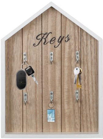 EUNEWR Portachiavi da porta Friends Monica, fatto a mano, con 6 ganci, per ingresso, bagno, soggiorno, ufficio, parete (bianco)