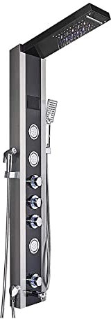 Pannello Doccia a LED Sistema a Torre Colonna Doccia con Display Digitale Sistema di Pannelli Doccia in Acciaio Inossidabile con soffione Doccia, doccetta, getti corporei, beccuccio Vasca, d