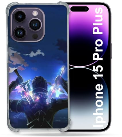 Cokitec Verstärkte Schutzhülle für iPhone 15 Pro Plus (6,7 Zoll), Manga SAO Sword Art Online Epee