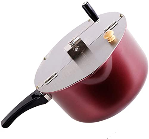 Olla manual antiadherente para palomitas de maíz, olla manual antiadherente para cocina de inducción de gas, mango antiquemaduras y tapa desmontable