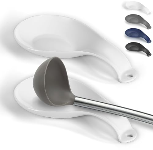 ReaNea Plastics Spoon Rest 2 Piece, Spoon Holder for Stove Top, Kitchen Utensils Holder for Ladles, Tongs, Spatula, Stove Spoon Holder, Dishwasher Safe