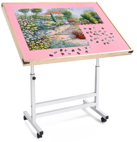 Wooden Jigsaw Puzzle Table for Adults and Kids,Portable Folding Puzzle Table with Non-Slip Surface Tilting Board for Games or Gift for Puzzle Amateur (1500 Pcs NEW)