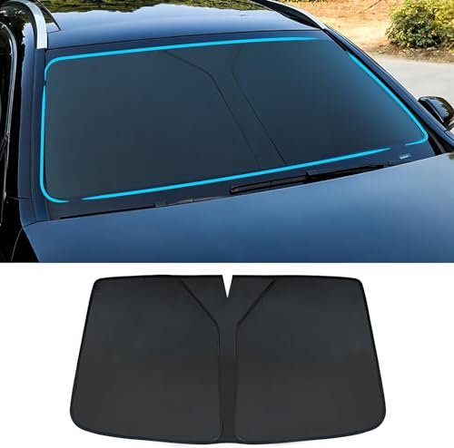 ZFSMHLH Parasol Coche Delantero para Renault-Clio III/Renault-Clio 2000-2023 2024, Parasol Tapa Sol Coche Delantera Quitasol Coche Parasol Plegable Bloquea el UV Accesorios,Black