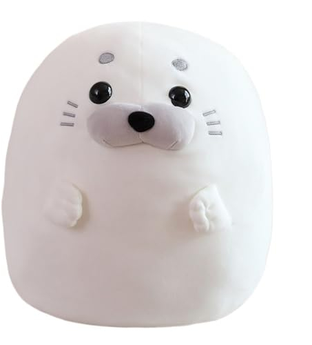 KUKUShining Niedlich Siegel Plüsch, Seehund Plüschtier Kissen Kawaii Robbe Tierkissen Kuscheltier Spielzeug for Kinder Geburtstag(White,40CM/15.7IN)