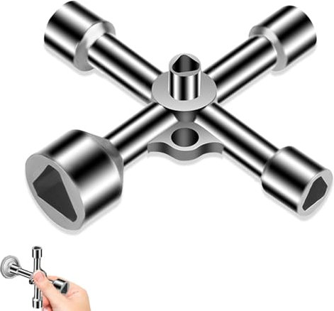 4 Vías 5 Tamaños Llave Maestra, 7 mm/10 mm/12 mm/13 mm/18 mm Llave Contador Agua, Llave Triangular Contador, Llave Cuadradillo para Caja Eléctrica, Gas, Agua, Medidor de Electricidad, Caja, Gabinete
