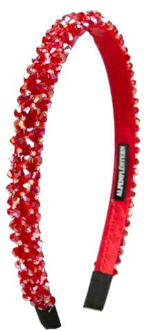 Alpenflüstern Trachten-Haarreif Glitzerperlen schmal - Damen Haarschmuck, Haarband rutschfest fürs Dirndl (rot) ADV150