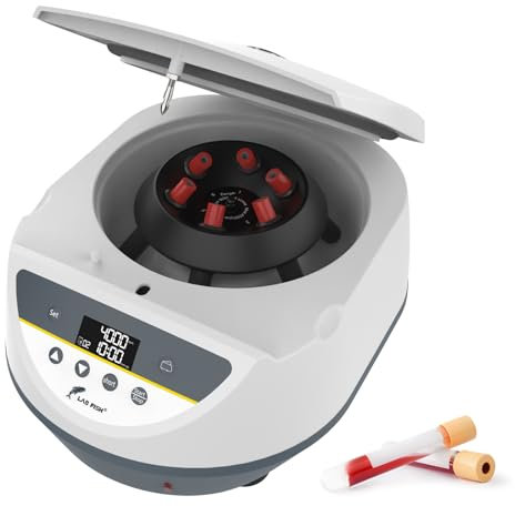LAB FISH Centrifugeuse de laboratoire à basse vitesse 6x2ml/5ml/10ml/15ml Tubes à essai 500-5000r/min Max 3074xg RCF pour PRP