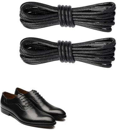 Cordones Redondos Encerado,4 Piezas Cordones de Zapatos de Cuero de 2,5 mm Business Cordones de Zapatos Cordones de Repuesto Cordones Elásticos para Zapatos de Vestir Botas Zapatos de Cuero 80CM