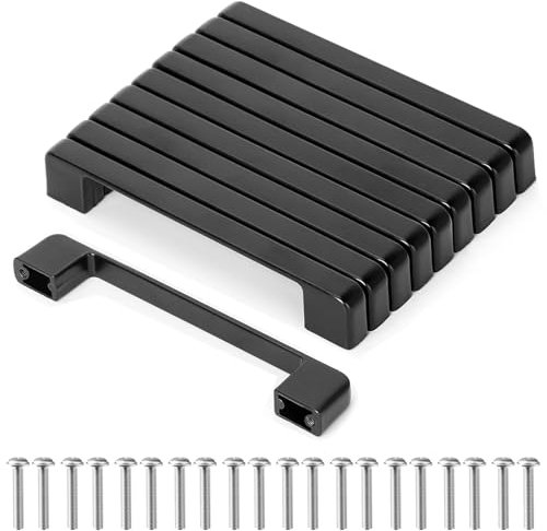 gaoduanluoluo 10 Piezas Tiradores Cocina, 128mm Tiradores Armarios Negro, Tiradores Muebles Tiradores Cajones para Oficina, Gabinete, Armario Empotrado (Negro)