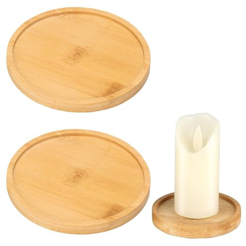 WeddHuis 2 Platos para Velas Placa de Madera, para candelabros Redondos diámetro de 8 cm para Velas para Bodas casa Bandeja Decorativa