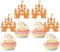 Xsstarmi 24 Pack Castle Theme Cupcake Toppers Glitter Queen Princess Castle Cupcake Picks Queen Princess Birthday Cake Decorations for Baby Shower Wedding Birthday Party Supplies Orange