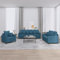Willood 3-TLG. Sofagarnitur Polstersofa Sitzgruppe für Wohnzimmer, Sofa Couch Garnitur mit Kissen Blau Samt