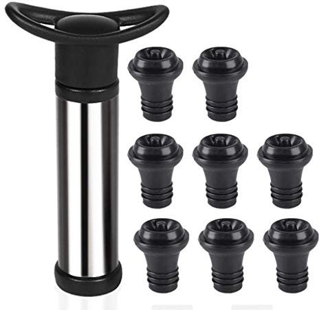 Weinsicherung Vakuumpumpe mit 8pcs 14pcs Vakuum Flaschenstopper Edelstahl Weinpumpe Versiegelungssatz(9PCS)
