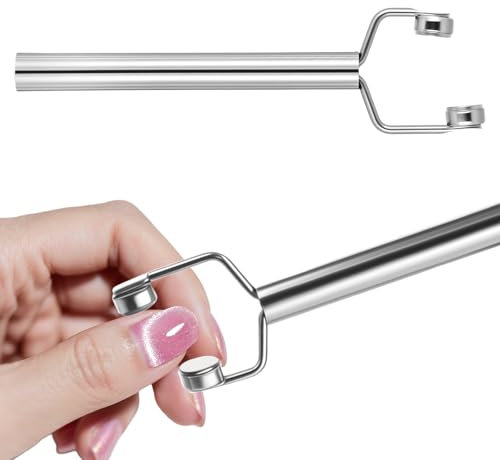 ElevateTech Cat Eye Nail Magnet Y-Shaped Stainless Steel Portable Cat Eye Gel Nail Polish Multifunctional Double Head Nails Design Tools Suitable for Salon Home (Silver)