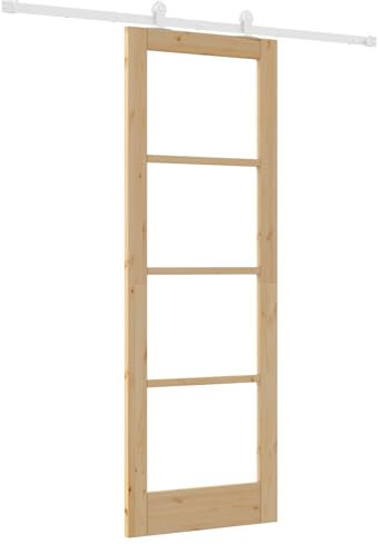 Porte coulissante vidaXL avec matériel 'ORKDAL'en bois massif et verre