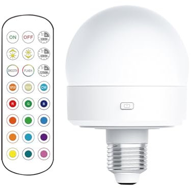 Genérico Bulbos de control remoto | Bombillas LED de cambio de color: bombillas recargables inteligentes de RGB magnéticas desmontables, accesorios de iluminación de luz nocturna para el hogar