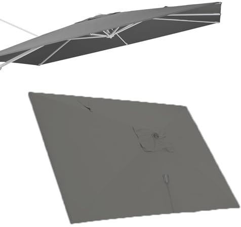 RTVGNSZSJL 3x4m Rectangulaire Auvent De Rechange pour Parasol 8 Baleines Parasol Déporté Toile De Rechange pour Parasol De Terrasse Protection UV(Grey,3x3m/10x10ft)