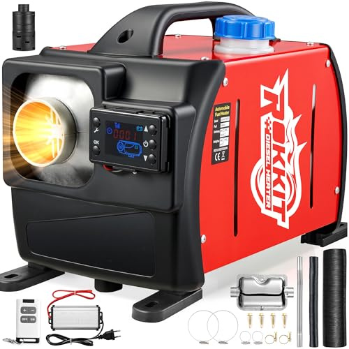 8KW 110V/12V All-in-One Portable Diesel Air Heater with LCD Thermostat Monitor and Remote Control for Trucks Car Trailer Boat Motorhome