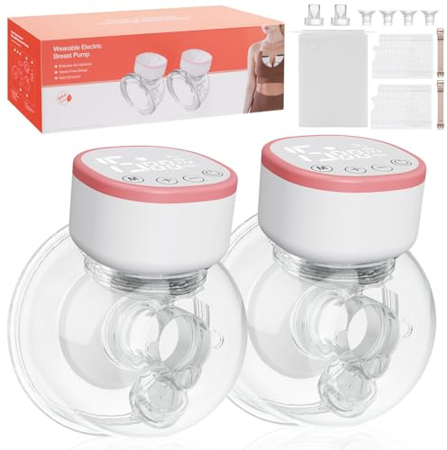 Milchpumpe Elektrisch freihändig – BPA-frei, elektrische tragbare Milchpumpe, aus lebensmittelechtem Silikon, mit 5 Modi und 15 Stufen, geräuscharm – 2 Stück, Rosa