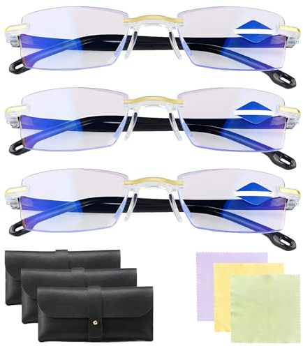 3 Stück Intelligente Zoom Brille Autofokus Brille Automatische Fokuseinstellung, Intelligente Lesebrillen für Damen und Herren, Leicht zu lesen und Leicht und Komfortabel, Anti Blaulicht Lesebrille