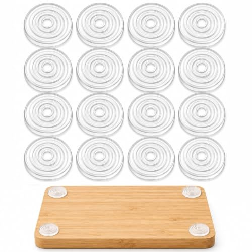 16Pcs Chopping Board Feet, 40mm Self Adhesive Rubber Feet for Chopping Board, Round Silicone Non Slip Pads, Anti Slip Cutting Board Feet Pads for Trays, Furniture, Kitchen Worktops, Cabinets