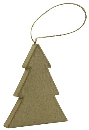 Décopatch NO026O 10 Tannenbäume aus Pappmaché 7x8cm zum Aufhängen Braun