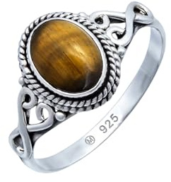 mantraroma Silberring Damen 925 Sterling Silber – ovaler Edelstein Ring, Vintage Statement Ring Schmuck, elegantes Geschenk für Frauen