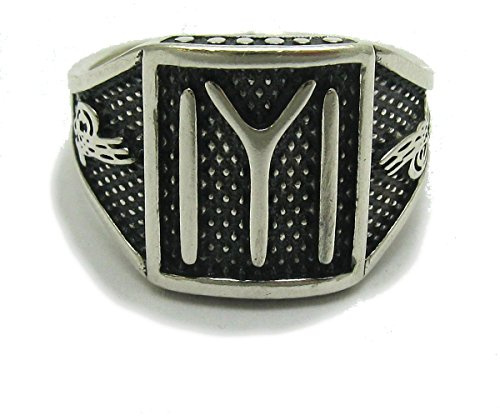 Sterling silver men ring old bulgarian symbol IYI and Axe solid 925 Empress