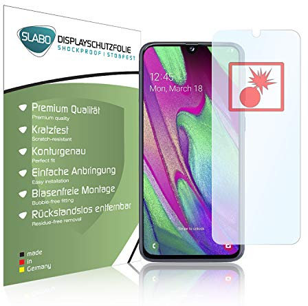 Slabo 2 x Panzerschutzfolie für Samsung Galaxy A40 Panzerfolie Displayschutzfolie Schutzfolie Folie Shockproof KLAR