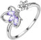 Aurora Tears Schmetterling verstellbare Ringe 925 Sterling Silber Dezember Birthstone lila Türkis Eröffnung Ring Tiere Schmuck für Frauen und Mädchen DR0077D