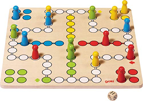 Brettspiel Ludo aus Holz von goki mit Palandi® Sticker