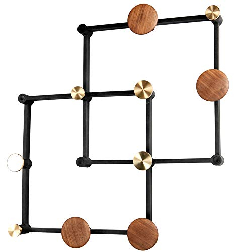 LoCa Garderobe schwarz X-Tend Knöpfe Walnuss/Messing Garderoben-Leiste Flur Kleider-Haken Wand -Montage modern individuell