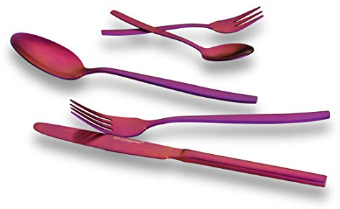 ECHTWERK cubiertos de mesa Positano - Purple Red Edition, 30 piezas, para 6 personas, acero inoxidable 18/10 alto brillo, rojo púrpura, EW-BS-3015R