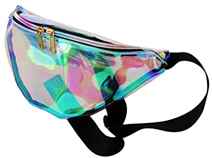 Lurrose Shiny Taille Pack für Frauen Holographische Fanny Pack Wasserdicht Glänzende Taille Tasche für Reise Wandern Laufen Outdoor Party