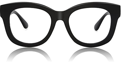 JiSoo Reading Glasses 2.0 Women/Men Designer Oversized Readers, Thick Large Round Ladies Reading Glasses 2.0, Black